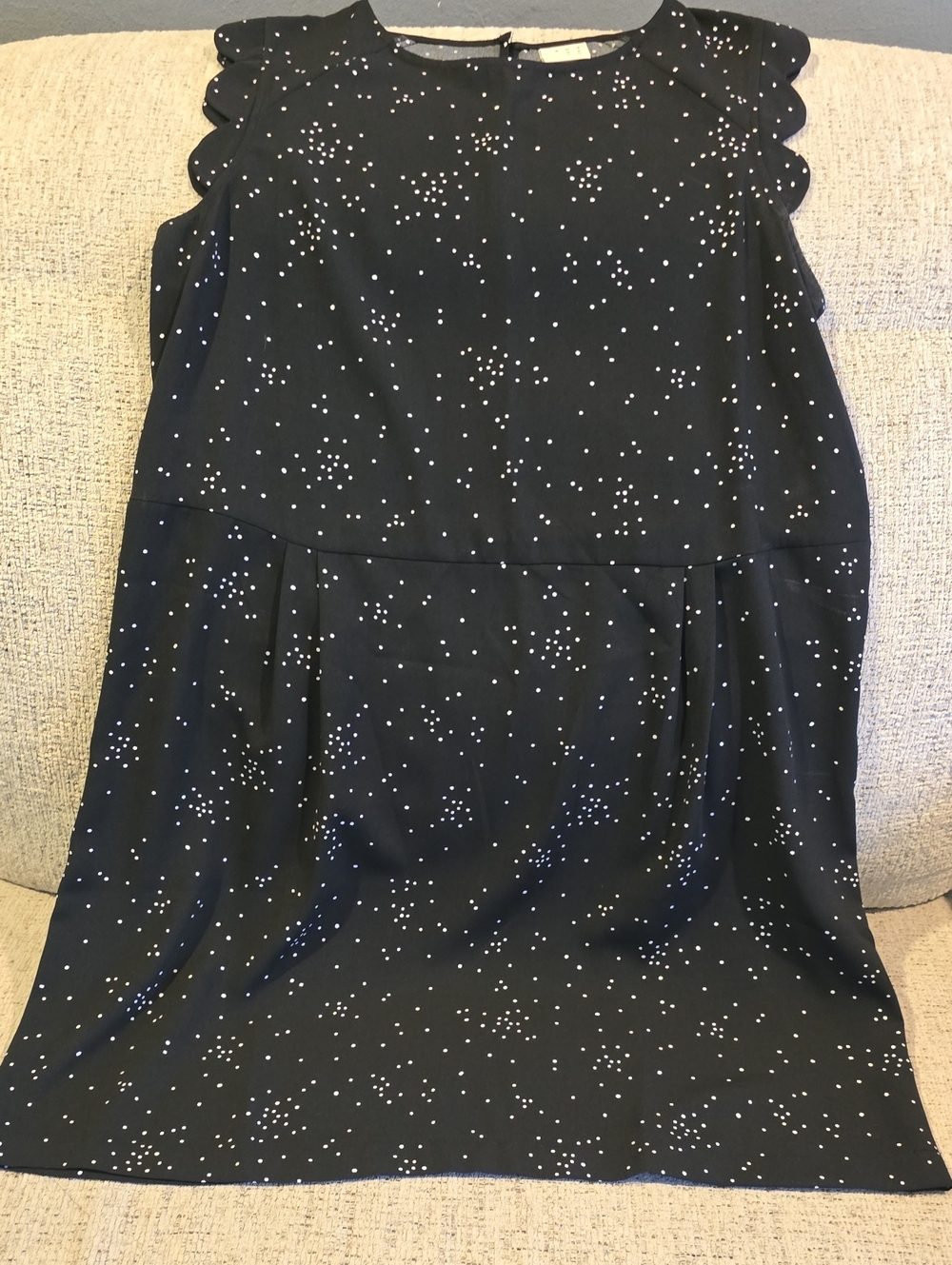 Target A New Day Black Dot-Print Midi Dress with Scallop Sleeves